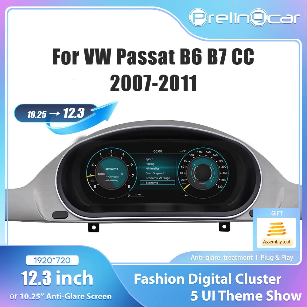 Tableau de Bord Numérique Volkswagen Passat B6 B7 CC 2007-2011 - vue de face - Becquet Voiture