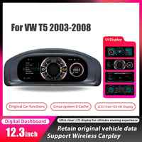 Volkswagen T5 2003-2008 Digital Dashboard - front view - Becquet Voiture
