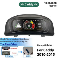 Digitales Kombiinstrument VW Caddy Touran EOS Sharan Golf 5 - Draufsicht - Becquet Voiture