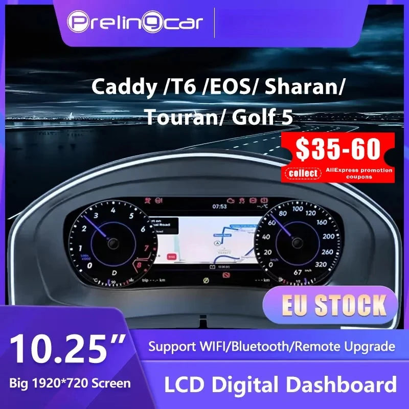 Tableau de Bord Numérique VW Caddy Touran EOS Sharan Golf 5 - vue de face - Becquet Voiture