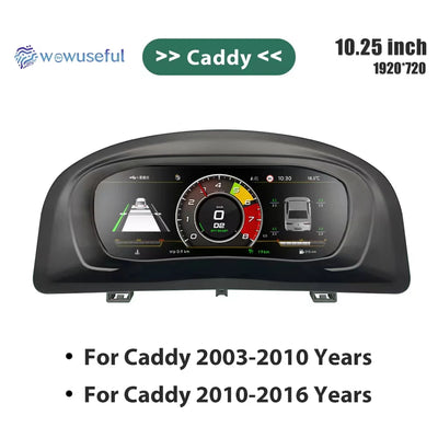 Tableau de Bord Numérique VW Caddy Touran EOS Sharan Golf 5 - vue rapprochée - Becquet Voiture