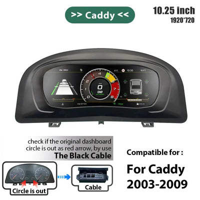 Tableau de Bord Numérique VW Caddy Touran Golf 5 Sharan - vue de face 2 - Becquet Voiture