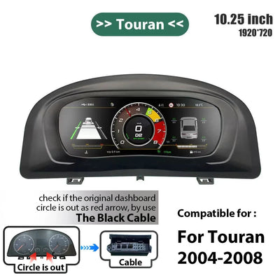 Tableau de Bord Numérique VW Caddy Touran Golf 5 Sharan - vue rapprochée - Becquet Voiture