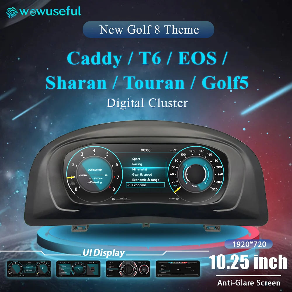 Tableau de Bord Numérique VW Caddy Touran Golf 5 T6 - vue de face - Becquet Voiture
