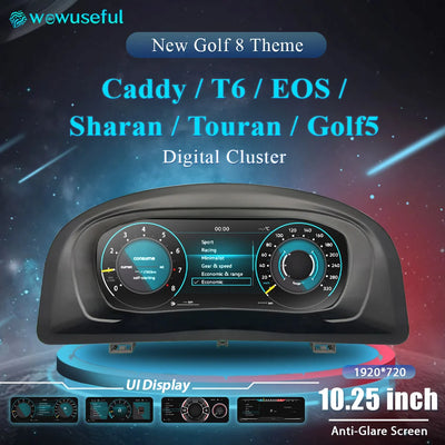 Tableau de Bord Numérique VW Caddy Touran Golf 5 T6 - vue de face - Becquet Voiture