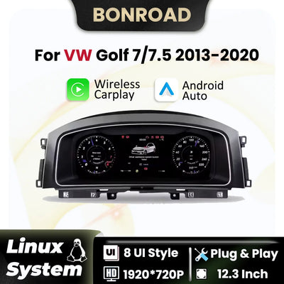 Tableau de Bord Numérique VW Golf 7 2013-2020 - vue de face - Becquet Voiture