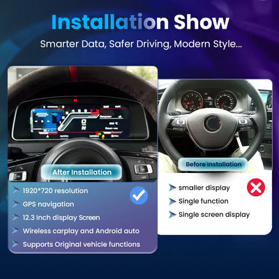Tableau de Bord Numérique VW Golf 7 7.5 2013-2020 CarPlay - vue de profil - Becquet Voiture