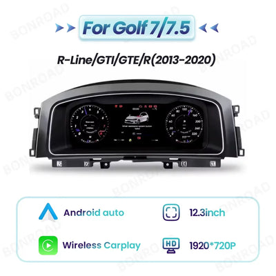 Tableau de Bord Numérique VW Golf 7 Jetta Tiguan 12,3 Pouces - vue rapprochée - Becquet Voiture