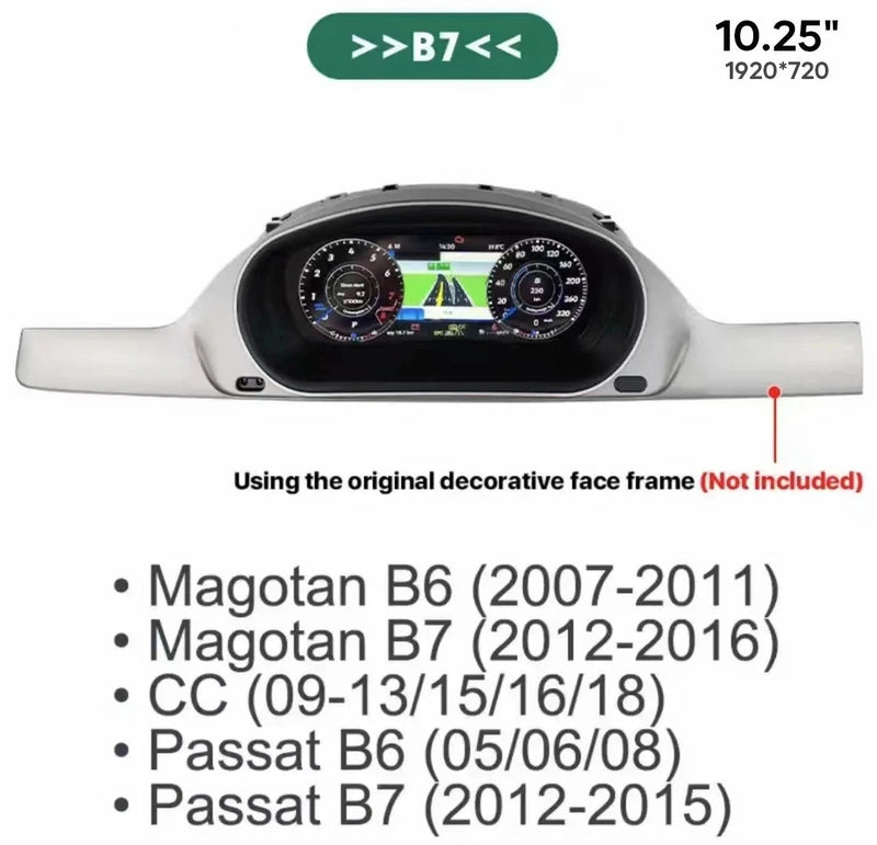 12.3-inch Digital Dashboard for VW Golf 7 Passat B8 - fitting detail - Becquet Voiture