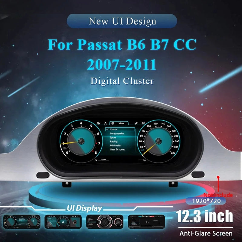 12.3-inch Digital Dashboard for VW Golf 7 Passat B8 - side view - Becquet Voiture