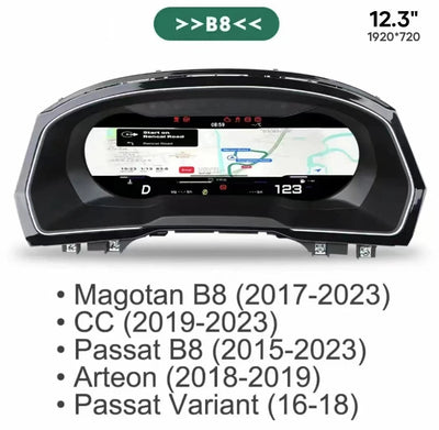 Tableau de Bord Numérique VW Golf 7 Passat B8 12,3 pouces - vue de trois-quarts 2 - Becquet Voiture
