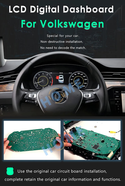 Tableau de Bord Numérique VW Golf Passat Scirocco - vue de trois-quarts - Becquet Voiture