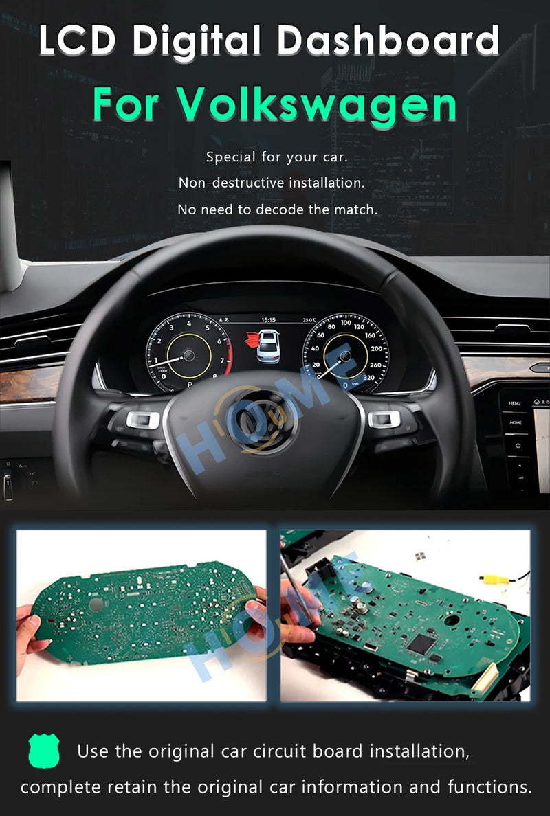 Digital Dashboard VW Golf Passat Scirocco - three-quarter view - Becquet Voiture