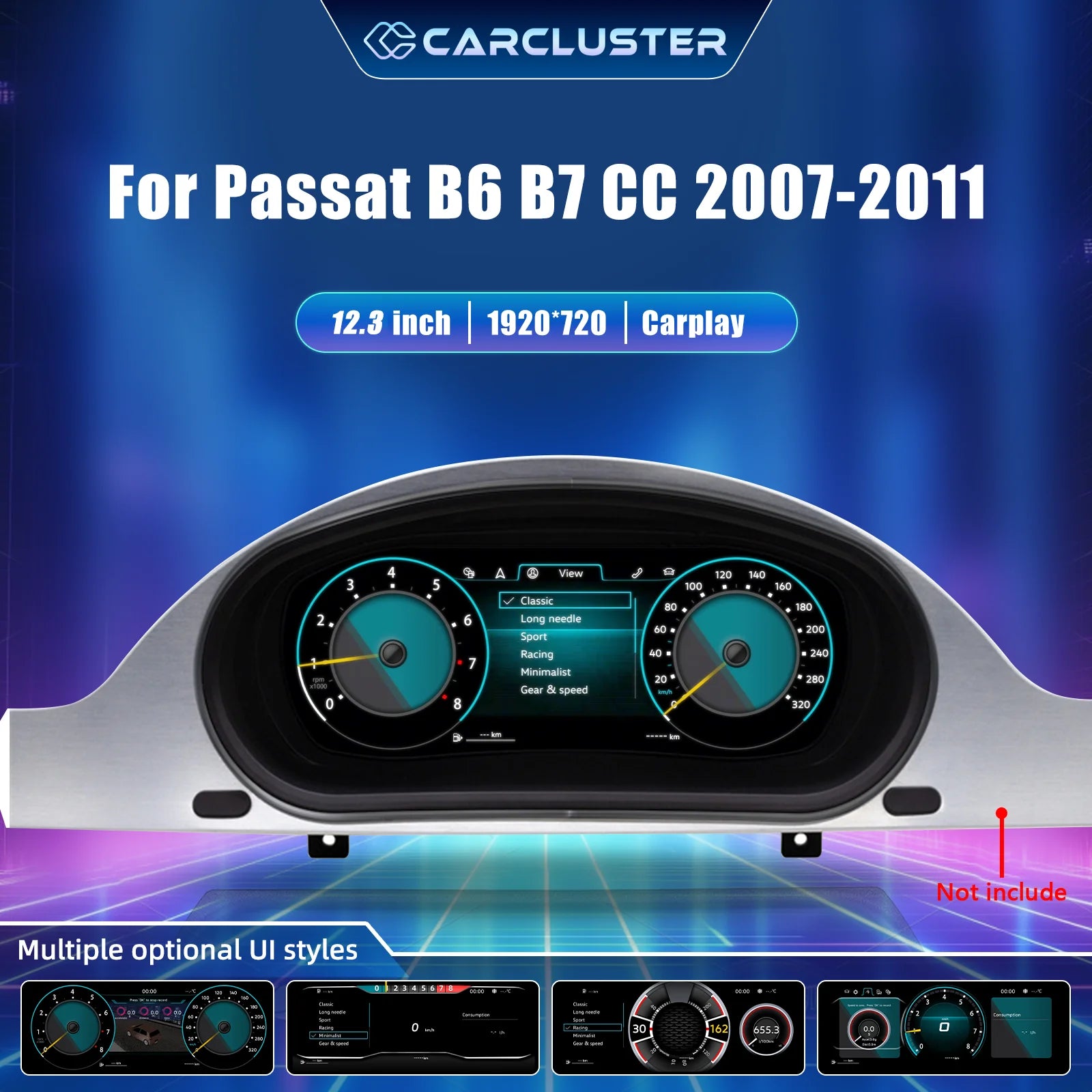 Tableau de Bord Numérique VW Passat B6 B7 CC - vue de face - Becquet Voiture