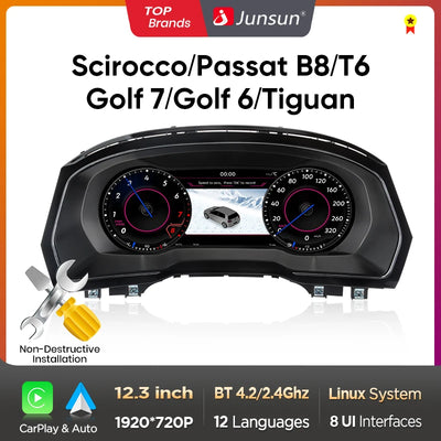 Tableau de Bord Numérique VW Passat Golf 7 Tiguan Scirocco - vue de face - Becquet Voiture