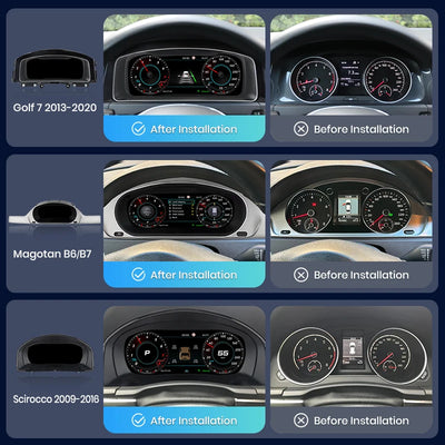 Tableau de Bord Numérique VW Passat Golf 7 Tiguan Scirocco - vue de profil - Becquet Voiture