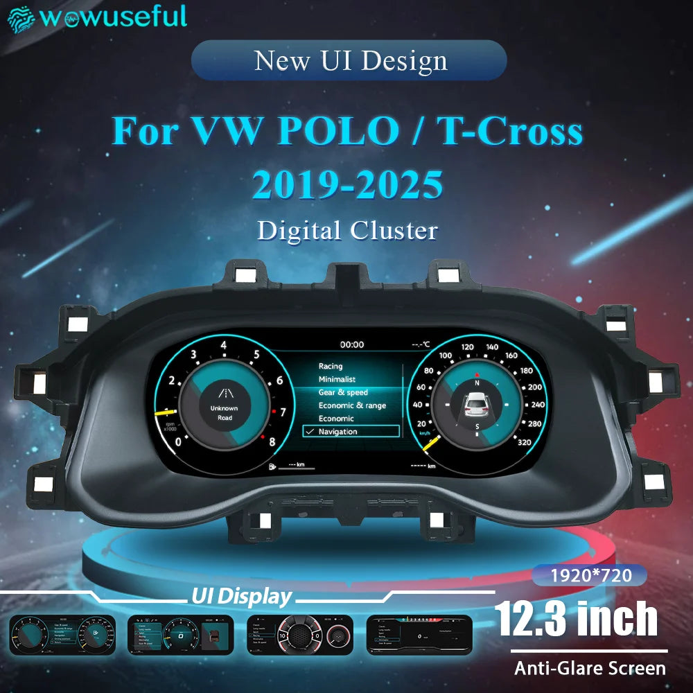 Tableau de Bord Numérique VW Polo T-Cross 2019-2025 - vue de face - Becquet Voiture