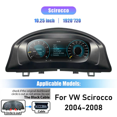 Tableau de Bord Numérique VW Scirocco 2004-2016 - vue rapprochée - Becquet Voiture