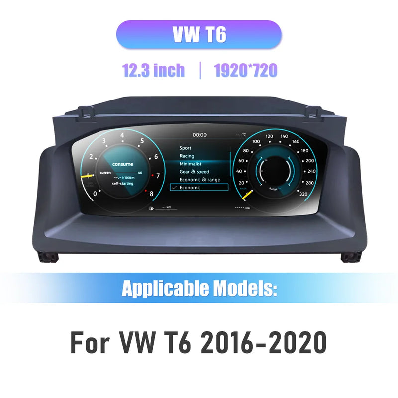 Tableau de Bord Numérique VW T6 T5.1 T6.1 2010-2025 - vue rapprochée - Becquet Voiture