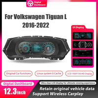 Digitales Kombiinstrument VW Tiguan L 2016–2022 - Vorderansicht - Becquet Voiture