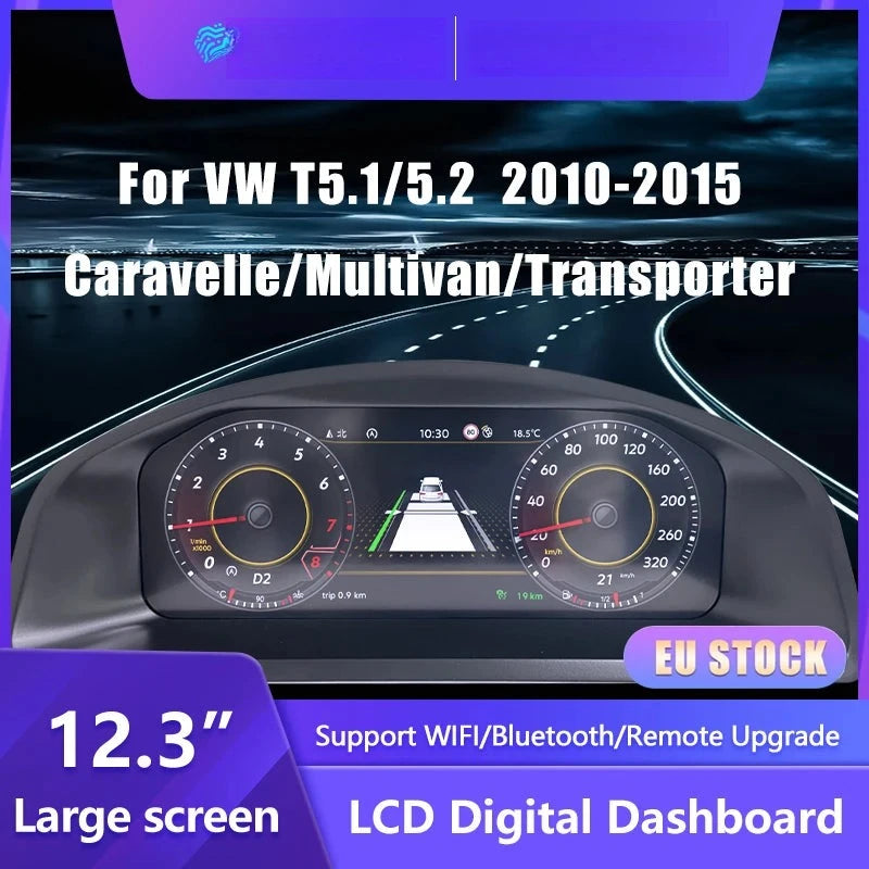 Tableau de Bord Numérique VW Transporter T5 2010-2015 - vue de face - Becquet Voiture