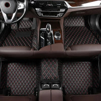 Floor Mats Audi A4 B7 B8 B9 Sedan Allroad Leather - three-quarter view 2 - Becquet Voiture