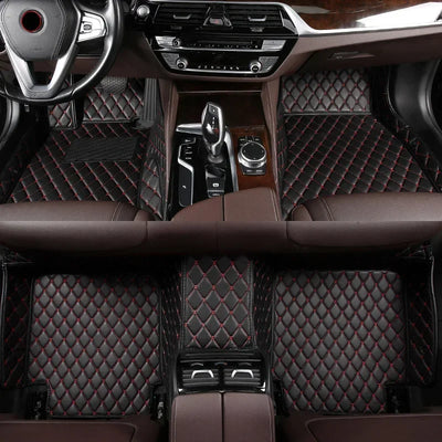 Tapis de Sol Audi A4 B7 B8 B9 Sedan Allroad Cuir - vue de trois-quarts 2 - Becquet Voiture