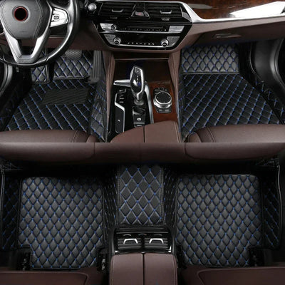 Tapis de Sol BMW X3 E83 F25 G01 Personnalisé Cuir - détail du montage 2 - Becquet Voiture