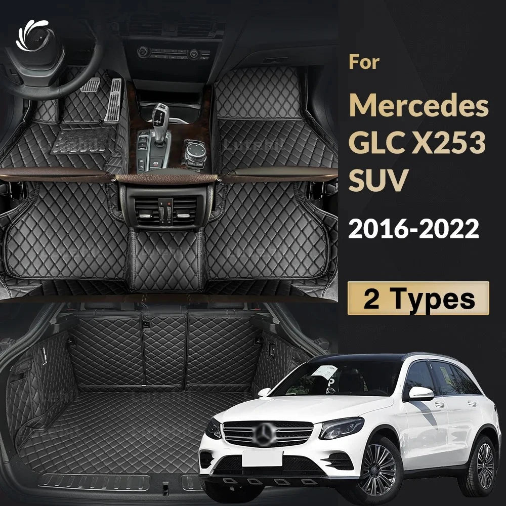 Tapis de Sol et Coffre Mercedes GLC X253 2016-2022 Cuir - vue de face - Becquet Voiture