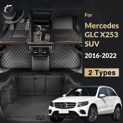 Tapis de Sol et Coffre Mercedes GLC X253 2016-2022 Cuir - vue de face - Becquet Voiture