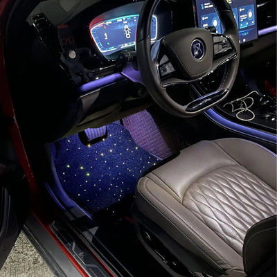 Tapis de Sol LED Fibre Optique à Effet Lumineux - vue de trois-quarts - Becquet Voiture