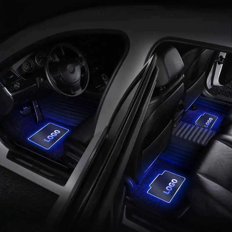 Tapis de Sol LED Voiture Personnalisé Télécommande RF - vue de trois-quarts - Becquet Voiture