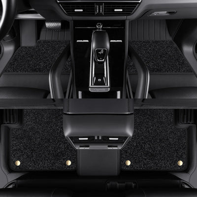 Tapis de Sol Simili Cuir Porsche Cayenne Macan - vue de trois-quarts - Becquet Voiture