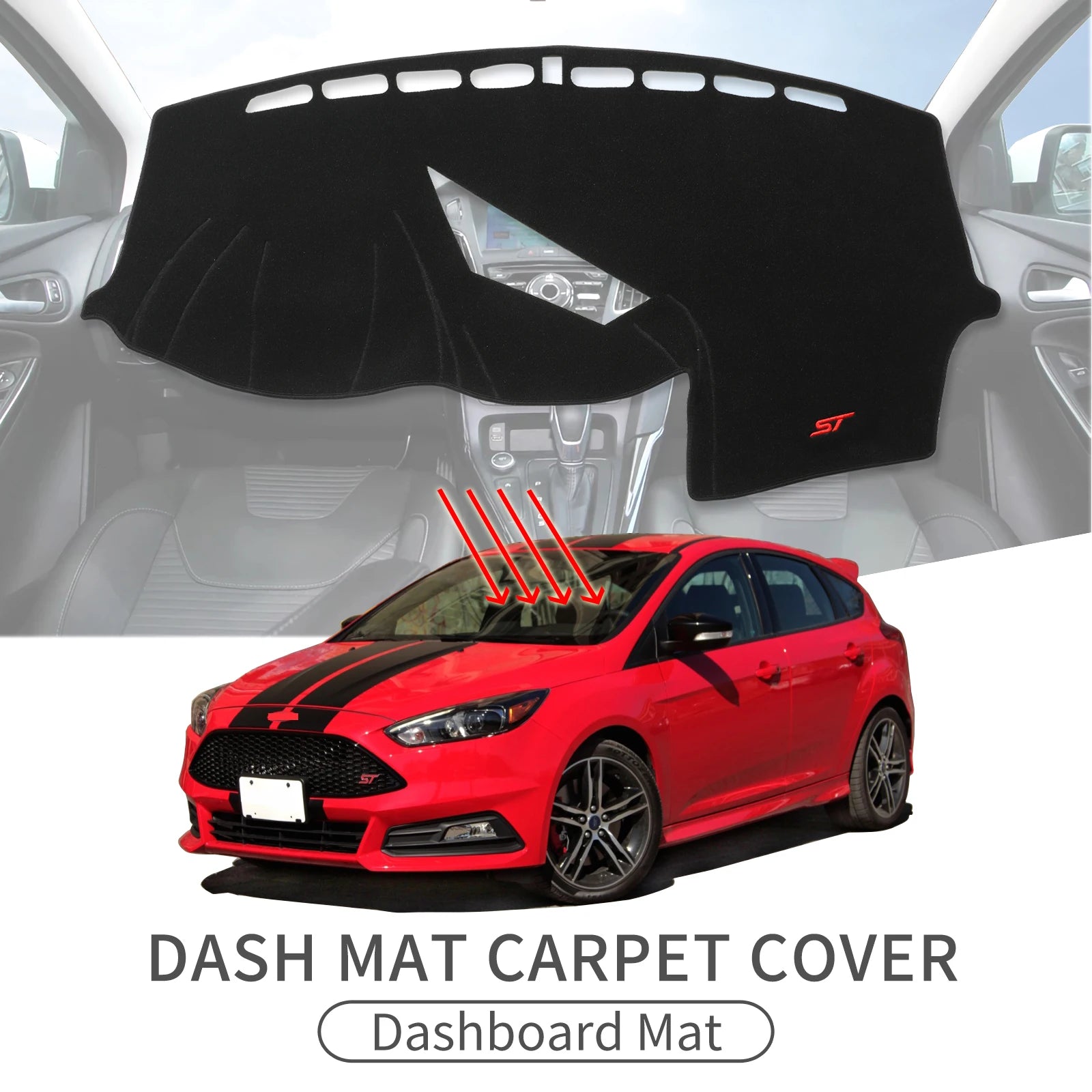 Tapis Protection Tableau de Bord Ford Focus ST RS - vue de face - Becquet Voiture