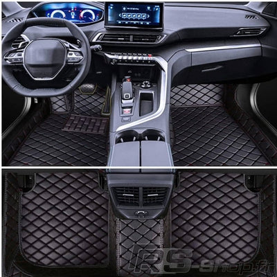 Tapis Sur Mesure Peugeot 5008 Cuir 3D - vue arrière - Becquet Voiture