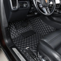 Tapis Sur Mesure Porsche Cayman Cuir 3D - vue de profil - Becquet Voiture