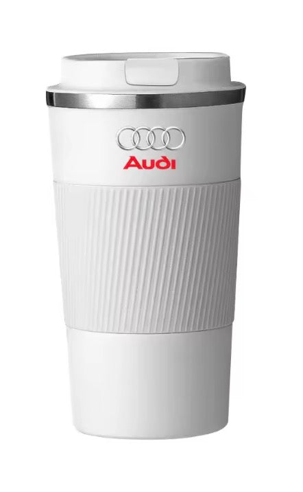 Audi 510ml Stainless Steel Thermos Coffee Mug - three-quarter view - Becquet Voiture