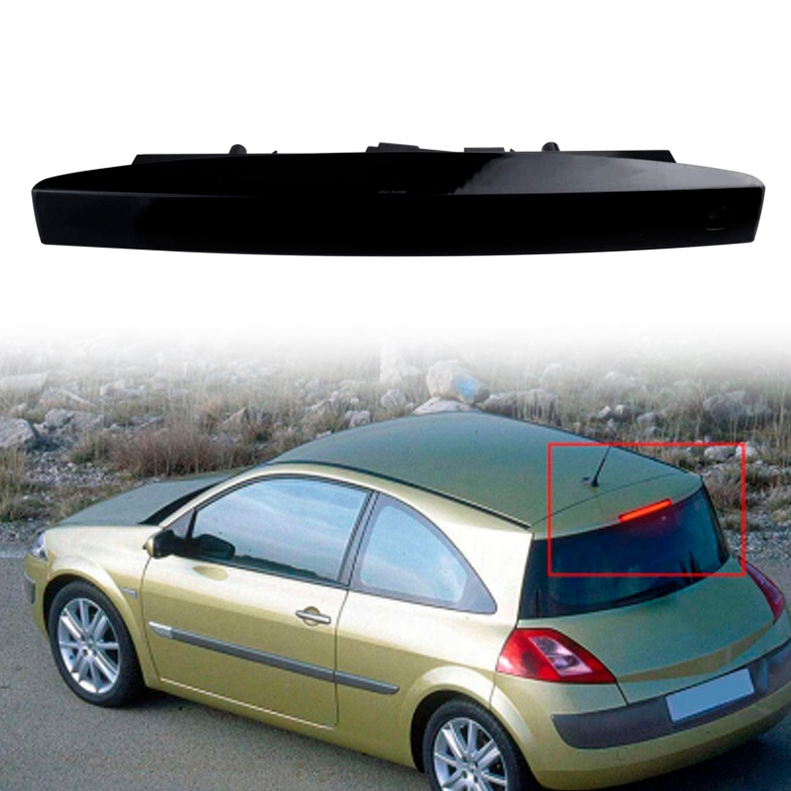 Troisième Feu Stop Arrière à Lentille Noire pour Renault Megane MK II Estate 2003-2008 - vue de face - Becquet Voiture