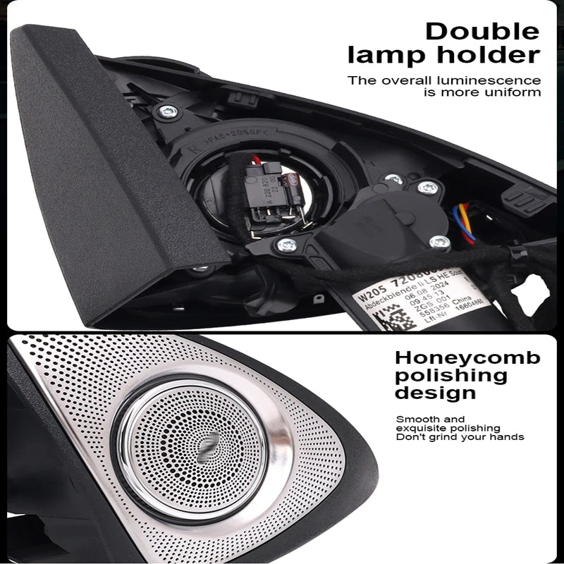 Tweeter Rotatif 3D Lumière d'Ambiance Mercedes Classe C E S - installé sur véhicule - Becquet Voiture