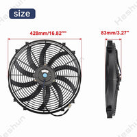 Universal 12V 16'' Car Air Conditioning Fan - fitted on vehicle - Becquet Voiture