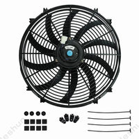 Universal 12V 16'' Car Air Conditioning Fan - front view - Becquet Voiture