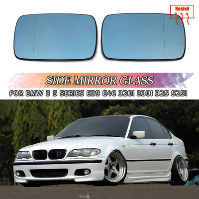 Verre de Rétroviseur Chauffant Bleu BMW E46 1998-2006 - vue de face - Becquet Voiture