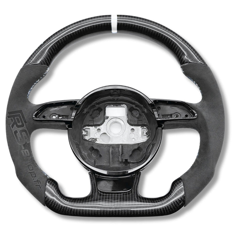 Volant Audi B8 Carbone Cuir Alcantara Surpiqûres - en situation - Becquet Voiture
