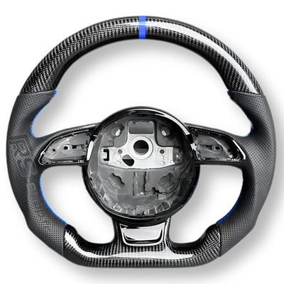 Volant Audi B8 Carbone Cuir Alcantara Surpiqûres - installé sur véhicule 2 - Becquet Voiture