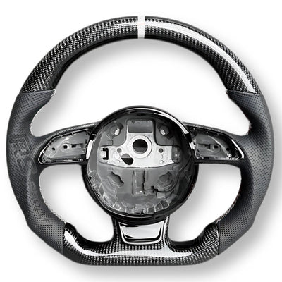 Volant Audi B8 Carbone Cuir Alcantara Surpiqûres - vue arrière 2 - Becquet Voiture