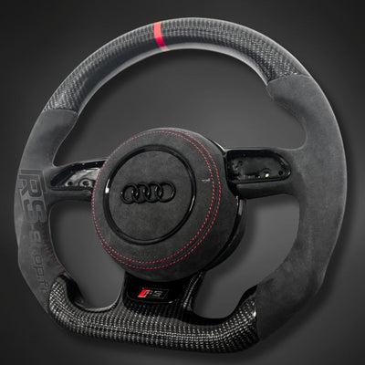 Volant Audi B8 Carbone Cuir Alcantara Surpiqûres - vue arrière - Becquet Voiture