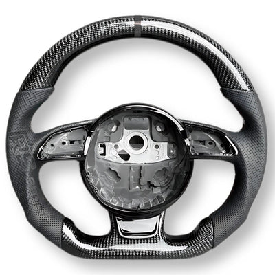 Volant Audi B8 Carbone Cuir Alcantara Surpiqûres - vue de face 2 - Becquet Voiture