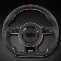 Volant Audi B8 Carbone Cuir Alcantara Surpiqûres - vue de face - Becquet Voiture