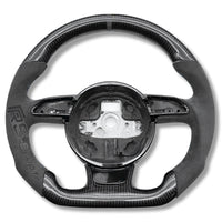 Volant Audi B8 Carbone Cuir Alcantara Surpiqûres - vue de trois-quarts 2 - Becquet Voiture