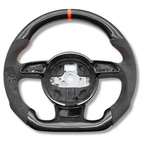 Volant Audi B8 Carbone Cuir Alcantara Surpiqûres - vue rapprochée - Becquet Voiture